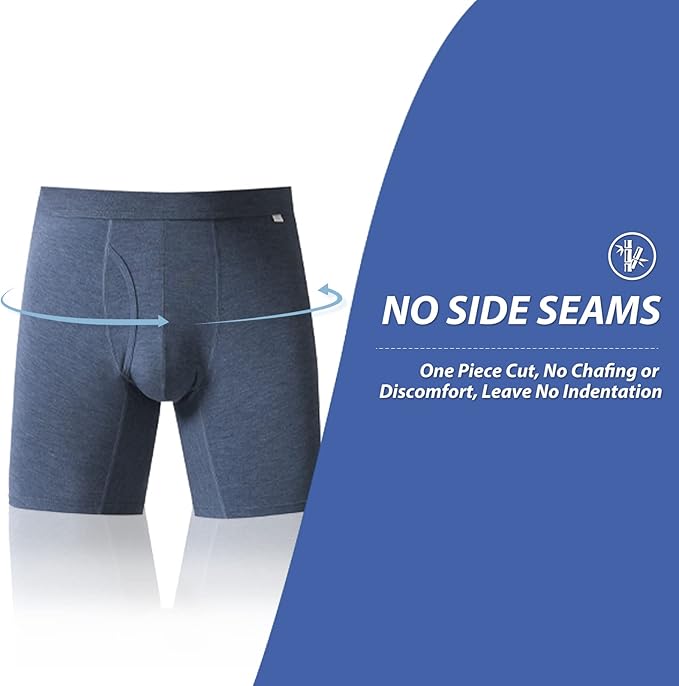 BAMBOO COOL Men's Ultra ComfortSoft Underwear Moisture Wicking &amp Breathable No Ride Up Boxer Briefs with Fly Multipack