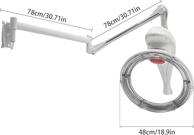 Wall Mount Orbiting Rotating Hair Treatment Machine 950W 110V 360° Rotating Heating Ring Salon Hair Perming Machine Adjustabe Temprature &amp Time Professional Hair Dryer for Spa Family (White)