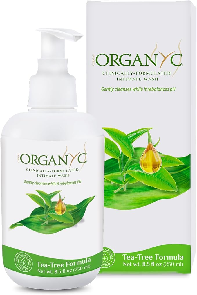 Organyc - Feminine Intimate Wash for Sensitive Skin - Free from Chlorine Parabens SLSSLES and Synthetic Perfumes - 8.5 Fl Oz with Chamomile +Tea-Tree + Lavender