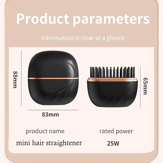 Portable Mini Hair Straightener Lightweight for Travel Touch-Ups Fast Heating Hair Straightener 3 Temp Settings (Pink)
