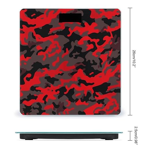 Red Camo Scale for Body Weight Highly Accurate Digital Bathroom Body Scale Digital Bathroom Scales for People Anti-Slip Large LCD Display Smart Scales