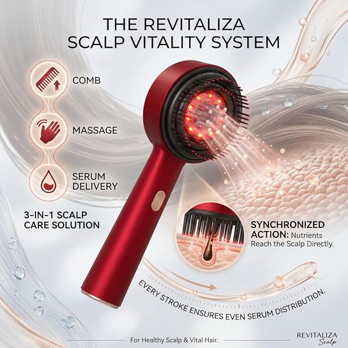 Morlit 2-in-1 Cordless Scalp Massager &amp Hair Detangling Comb – Rechargeable Waterproof Design with Gentle Vibrations for Relaxation Knot-Free Styling &amp Travel – Deep Red