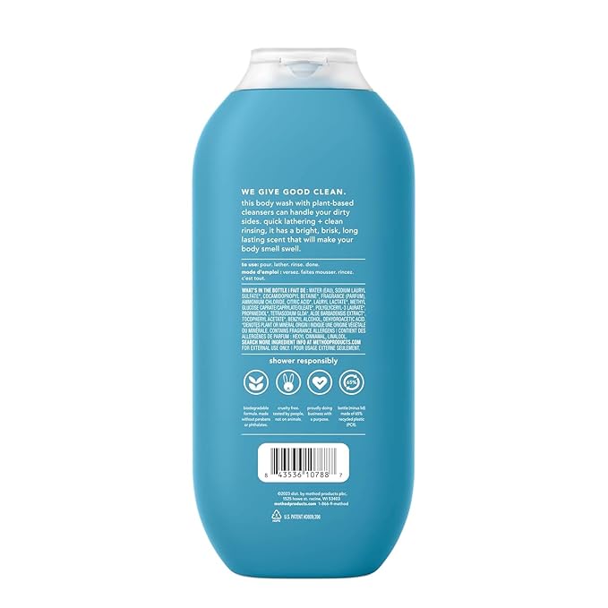 Method Men Body Wash Glacier + Granite Paraben and Phthalate Free 18 FL Oz (Pack of 6)