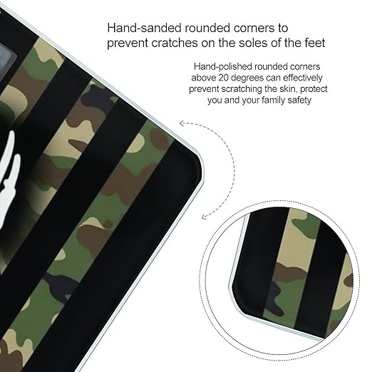 Energy Saving Scale Bathroom Weighing Scale Smart Scale for Body Weight Digital Deer Camo Camouflage American Flag Hunting Black