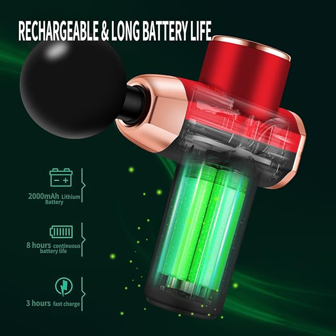 Massage Gun Deep Tissue Mini Massager USB Charging Lightweight Portable Percussion Muscle Gun for Athletes Handheld Pocket Size Body Neck Shoulder Back Arm Waist Leg Foot Massager (Grey)