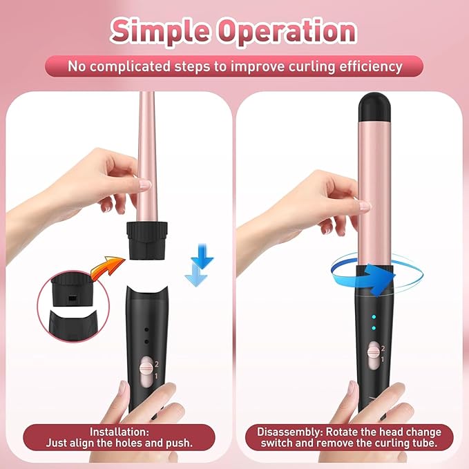 Curling Iron Set Professional 5 in 1 Curling Wand with 3 Barrel Hair Waver Dual Voltage Hair Curler Instant Heating Temp Adjustment for Wavy/Air Bang/Ringlet/Spiral with Heat Resistant Glove