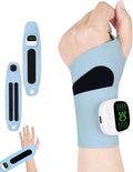 Rechargeable Adjustable Electric Wrist Massager Portable Cordless Hand Heating Pad with 8 Modes Heating Pad with 8 Modes &amp 30 Intensity Levels Magnetic Detachable Host (Blue)