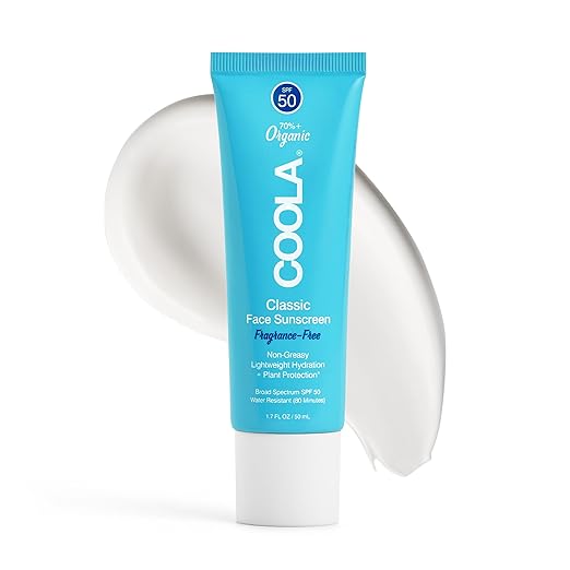 COOLA Organic Face Sunscreen SPF 50 Sunblock Lotion Dermatologist Tested Skin Care for Daily Protection Vegan and Gluten Free Fragrance Free