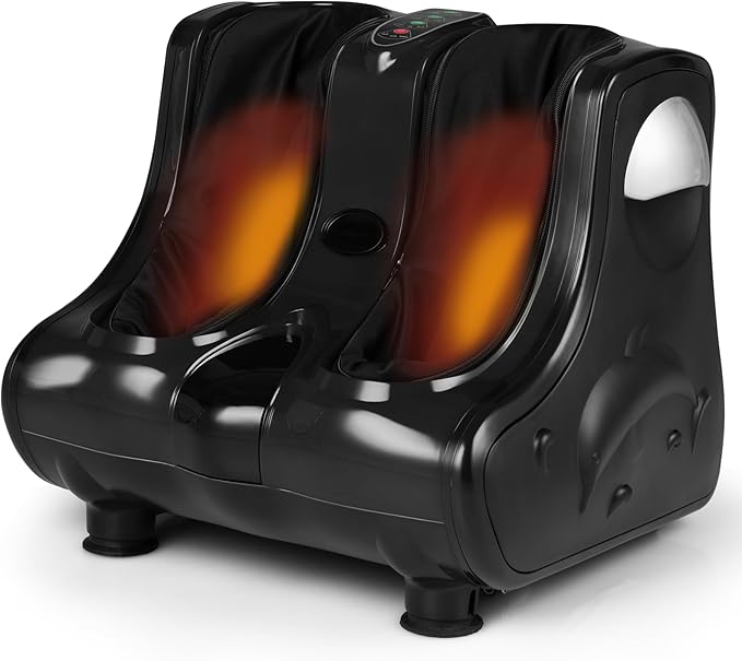 Giantex Foot and Calf Massager with Heat - Shiatsu Foot Massager Machine with Vibration Deep Kneading 3-Level Intensity Modes Electric Foot Massager for Tired Feet Leg Calf Pain Relief (Black)