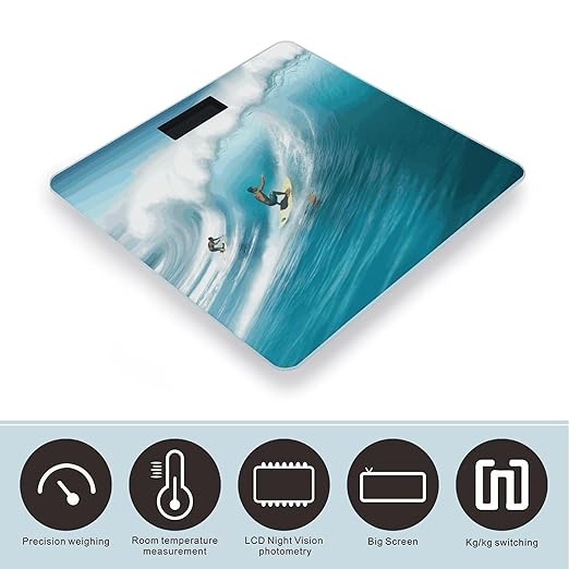 Surfing Weight Scale Large Bathroom Scales Digital Weight with Bright LED Display Non Slip Automatic Weighing Scale Fashion Weighing Machine for Body