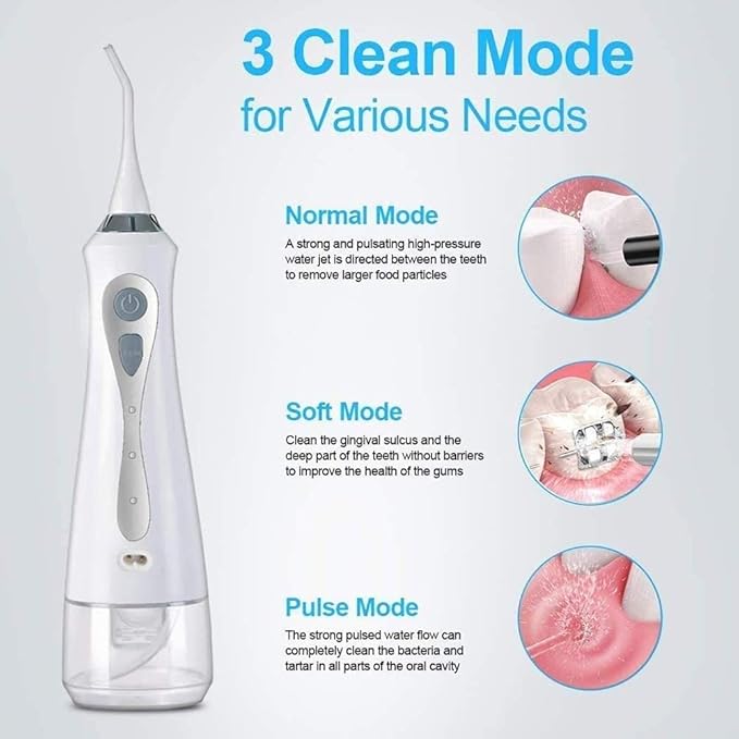 Water Flosser Cordless for Teeth 230ML Professional Dental Oral Irrigator Portable and Rechargeable IPX7 Waterproof Powerful Battery Life Teeth Cleaner for Home Travel Braces and Bridges Care