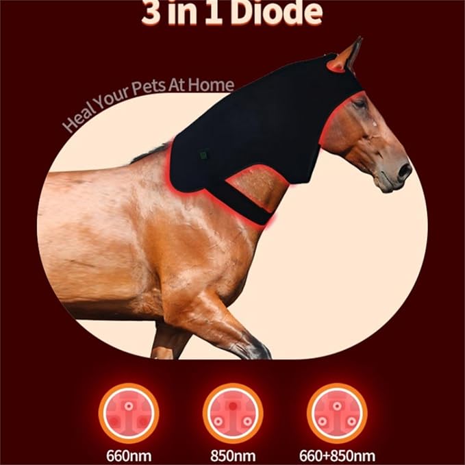 GOURIXIN Red Light Therapy for Horses Head Portable Wearable Infrared Light Therapy Wrap for Equine Head Injuries Recovery