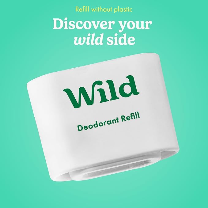 Wild Aluminum Free Refillable Deodorant - Fresh Cotton &amp Sea Salt Refill Trio Pack - 98% Natural Origin Derived Ingredients - Vegan Friendly Long Lasting Protection - Zero Single Use Plastic