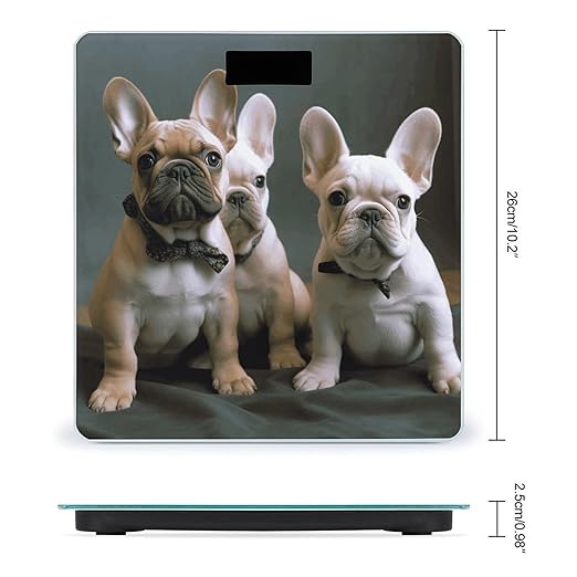 French Bulldog Puppies Scale for Body Weight High Precision Digital Weight Scales with LCD Display Anti-Slip Sturdy Slim Tempered Glass Bathroom Scale for Home Use