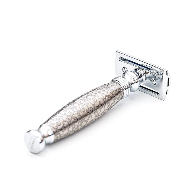 FREED Vintage Handmade Double-edge Razor with alloy Etched Engraving and 10 Japanese Stainless Steel Double Edge Safety Razor BladesIt's the best gift for men fathers or birthday