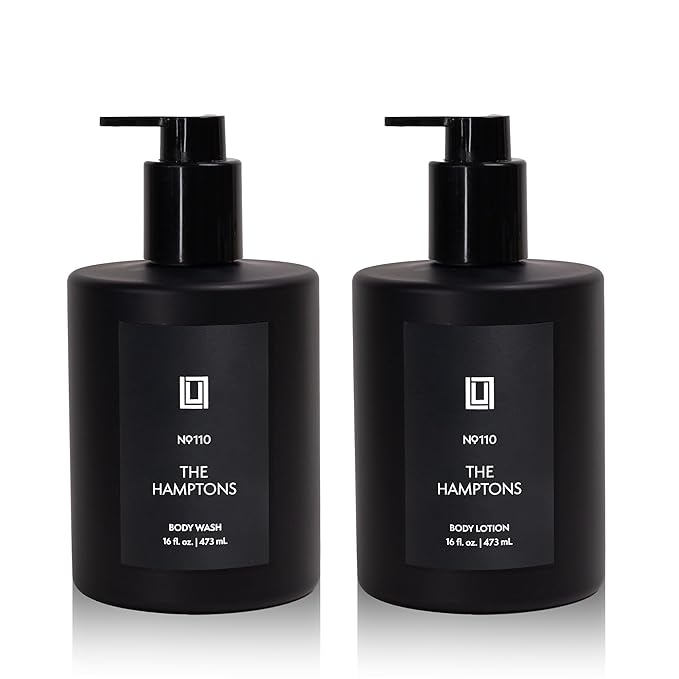Lulu Candles The Hamptons - Fresh Citrus &amp Ocean Mist Revitalizing Body Wash &amp Nourishing Body Lotion 2-Piece Set Full Size - 16 Fl Oz.