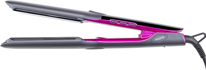 ANGENIL 2 in 1 Straightener and Curler Ceramic Professional Flat Iron 1.75 Inch Wide Anti-Scald Straightening Iron Dual Voltage Hair Straightener for Women with Silicone Pad LCD 20S Fast Heating