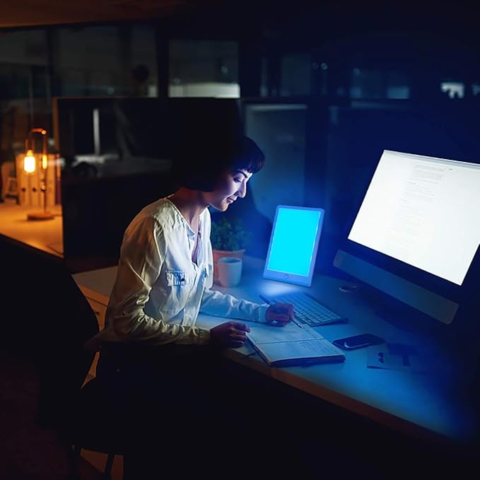 Light Therapy Lamp SMY Blue Light Energy Lamp and Adjustable LED Blue Light Tablet One Touch with Timer 100% UV Free