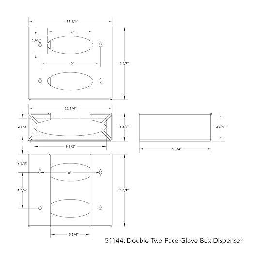 TrippNT 51144 Double 2 Sided Glove Box Dispenser 11 1/4 X 9 3/4 X 3 3/4 inches WHD