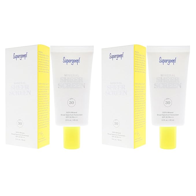 Mineral Sheer Screen SPF 30 by Supergoop for Women - 1.5 oz Sunscreen - Pack of 2