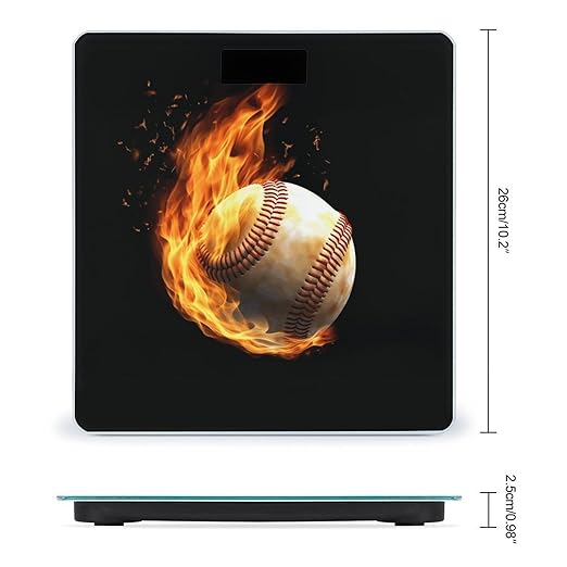 Fire Baseball Scale for Body Weight High Precision Digital Weight Scales with LCD Display Anti-Slip Sturdy Slim Tempered Glass Bathroom Scale for Home Use