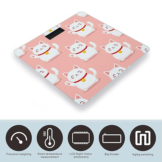 Smart Scale for Body Weight Automatic Switch Digital Bathroom Weighing Scale Japan Lucky Cat Funny Fat Cats Pink