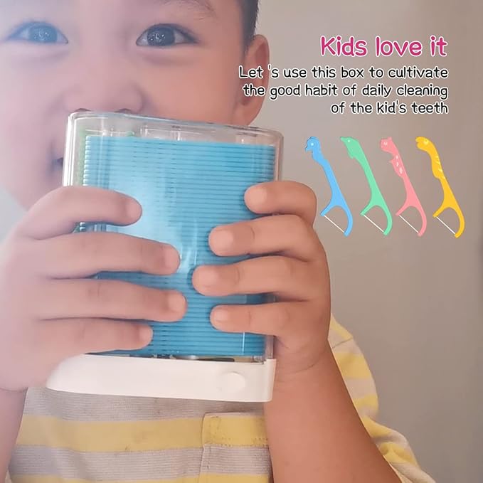 Kids Flossers with Automatic Pop Up Kids Floss Case Soft Floss Designed for Kids has a More Inclined Entrance Angle Colorful and Cute Animal Shapes Designs Kid Dental Floss