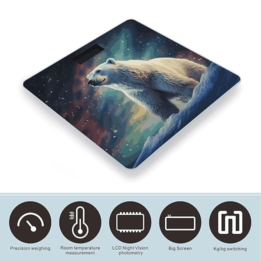 Digital Bathroom Scale for Body Weight Scale with Bright LCD Display High Accuracy Step-On Technology Auto On/Off Polar Bear Digital Scales 400 Lbs /180kg