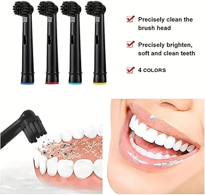 Black Bamboo Charcoal Brush Heads Compatible for Oral B Electric Toothbrush Advance Power/Pro Health/Triumph/3D Excel/Vitality Precision(16pcs Black)
