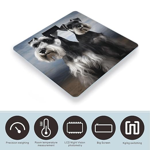 Animal Schnauzer Dog Scale for Body Weight Safe Rounded Corners Tempered Glass Digital Bathroom Scale LED Display 400lb Capacity Weight Scales with High Precision Sensors