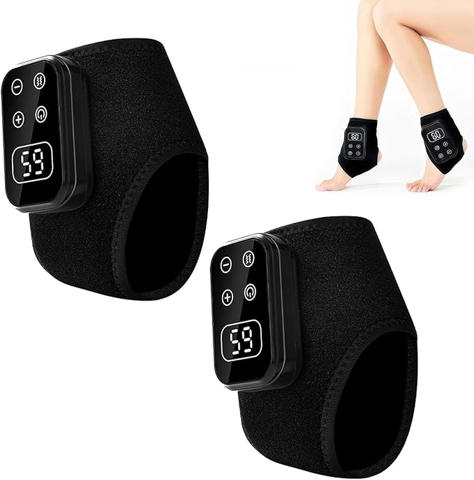Foot Nerve Stimulator Portable Electric Massager Wrap White Battery Powered Adjustable Intensity Compression Therapy for Circulation Improvement
