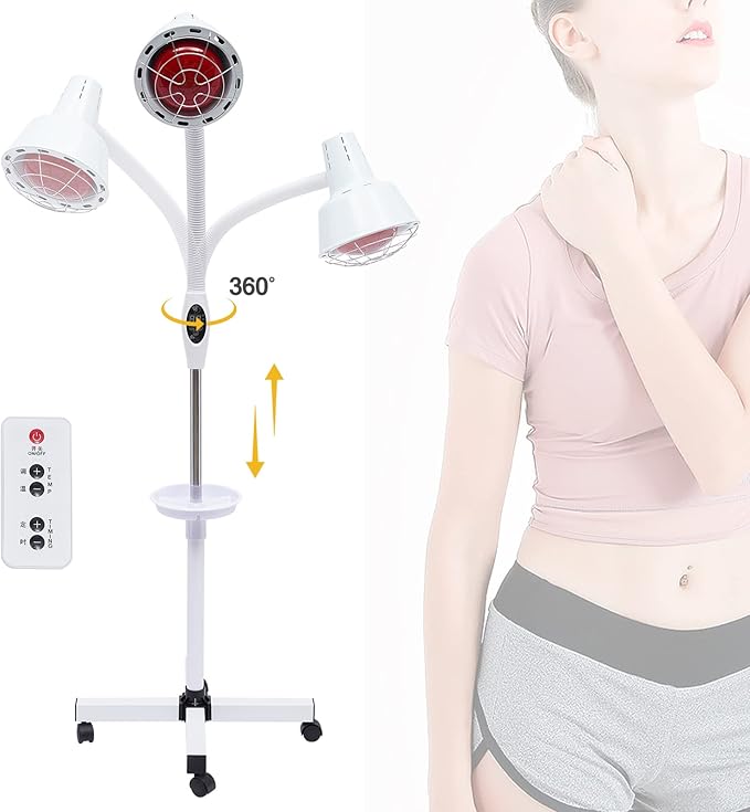 Infrared Light 275w 110v Near Red Infrared Heat Lamp Therapeutic Lamp with 360° Rotatable for Relieve Pain and Muscle Aches