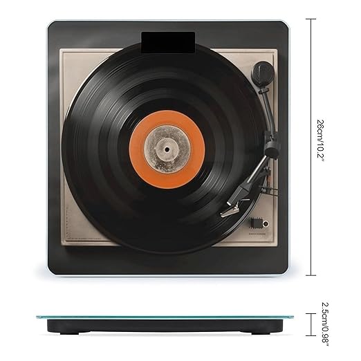 Vintage Vinyl Record Weight Scale Large Bathroom Scales Digital Weight with Bright LED Display Non Slip Automatic Weighing Scale Fashion Weighing Machine for Body