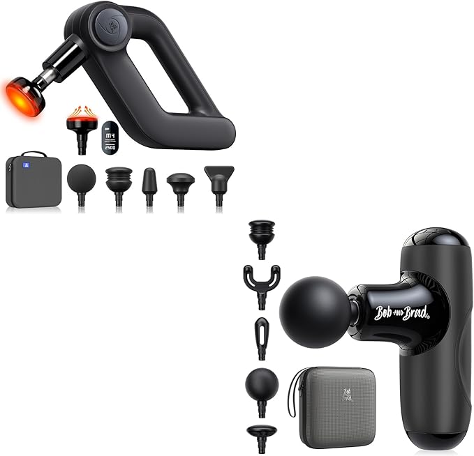 BOB AND BRAD D5 Pro Plus Massage Gun with Heat and Q2 Mini Massage Gun (Black)