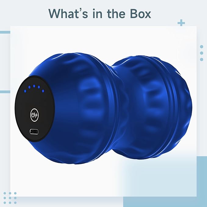 3.5 X 3.5 X 6.3 in Vibrating Peanut Massage Ball 5 Speed Electric Massager for Myofascial Release Tissue Therapy Blue