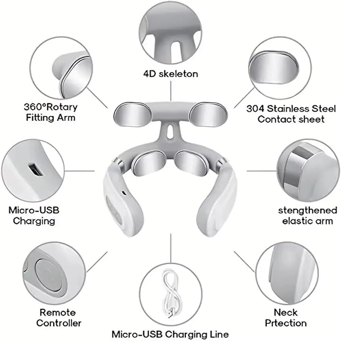 Magic Pro 2.0 Neck Massager 2025 New 4 Head Heated Electric Portable Necks Massagers 6 Modes &amp 15 Levels Deep 3D Kneading Promotes Muscle Relaxation for Neck Back(1pcs)