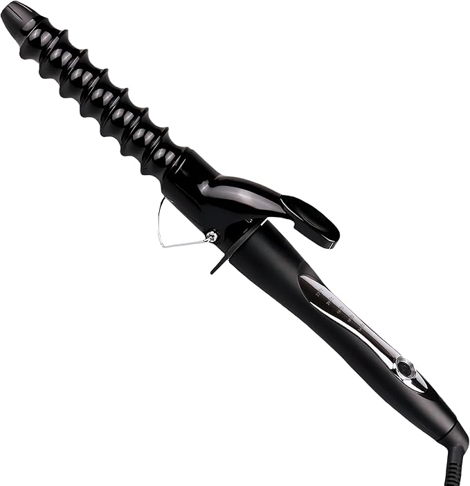 Spiral Curling Wand with Clamp - 32mm Ceramic Hair Iron for Tight to Loose Curls and Crimping Waves Adjustable Temperature