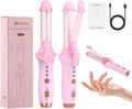 Bestauty Small Cordless Curling Iron 1 inch Mini Dual Purpose Curling/Flat Iron - Hair Straightener and Curler 2 in 1 Rechargeable Wireless Travel Hair Curling Iron for Short Hair (Pink)
