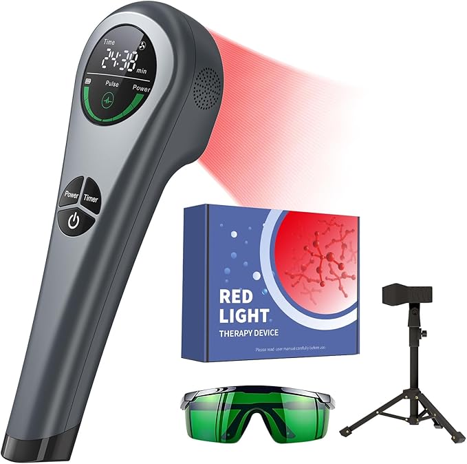 Handheld Red Light Therapy with StandNear Infrared Light Therapy Devices for Pain Relief Joint and Muscle Pain for Pets(4 * 808nm+14 * 650nm)