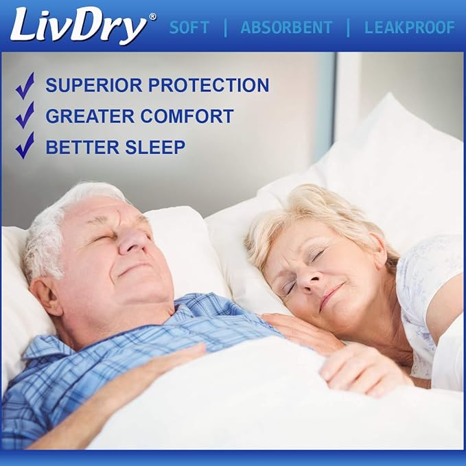 LivDry 2XL Overnight Adult Diapers for Women and Men XXL Incontinence Underwear 60”-80 Waist Disposable Pull-On Briefs XX-Large 48 Pack
