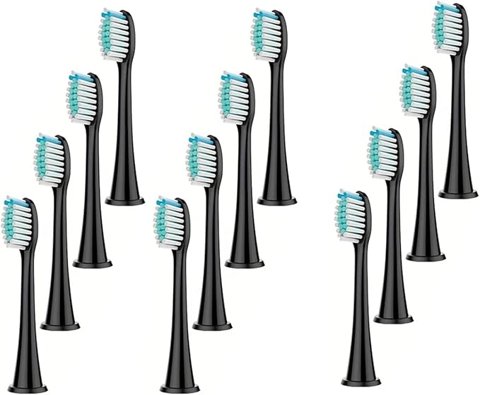 Electric Toothbrush Heads(Black 12pc)