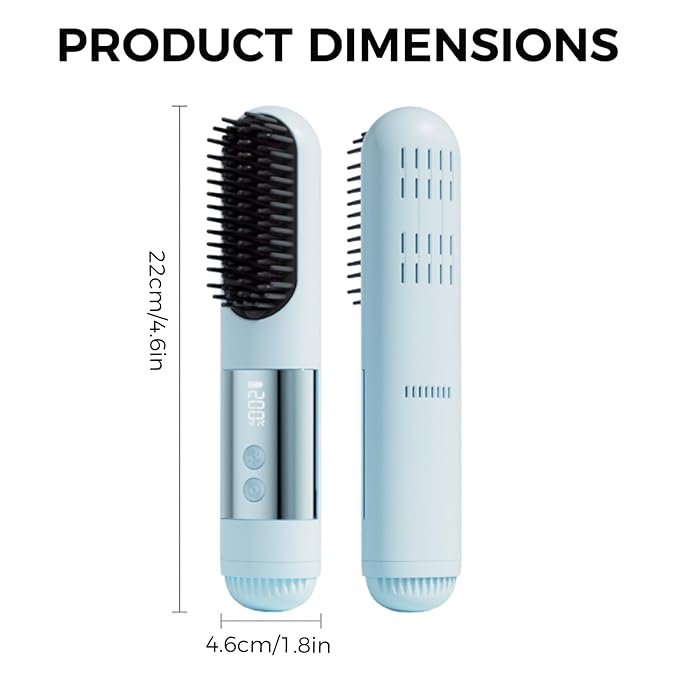 Cordless Hair Straightener Brush Cool Air Portable Hair Straightener for Quick Styling 30-Second Heat Up 3 Temperature Settings for All Styles| Combs