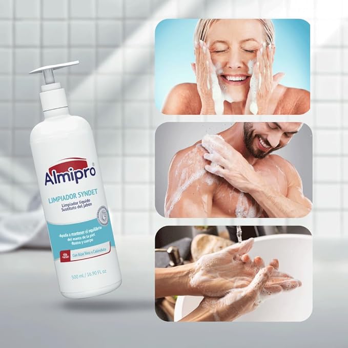 almipro Syndet Skin Cleanser | Soap-free Moisturizing Body Wash with Aloe Vera &amp Oatmeal for Dry delicate sensitive Skin | Dermatologist Recommended | Bottle 16.9 fl. oz.