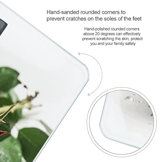 There is Water on The Flower Bathroom Scale for Body Weight Bathroom Weighing Scale with Backlit LCD Display Highly Accurate Measures Weight Up to 180kg
