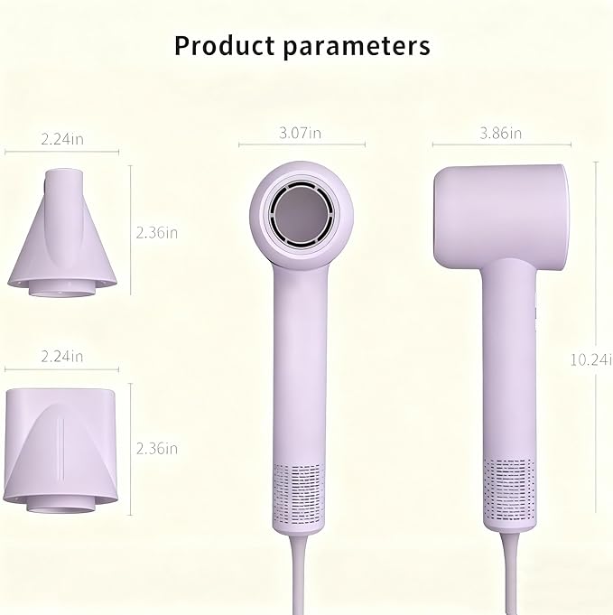 Professional Hair Dryer 1600W High-Speed Ionic Dryer with 8 Speeds Negative Ion Technology Low Noise Design Multiple Colors (Purple)