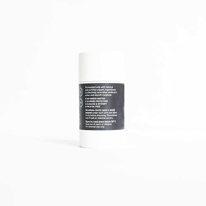 Noosa Basics Organic Deodorant Stick with Activated Charcoal - Charcoal &amp Eucalyptus - 2.1 oz - Aluminium-Free - Handcrafted in Australia