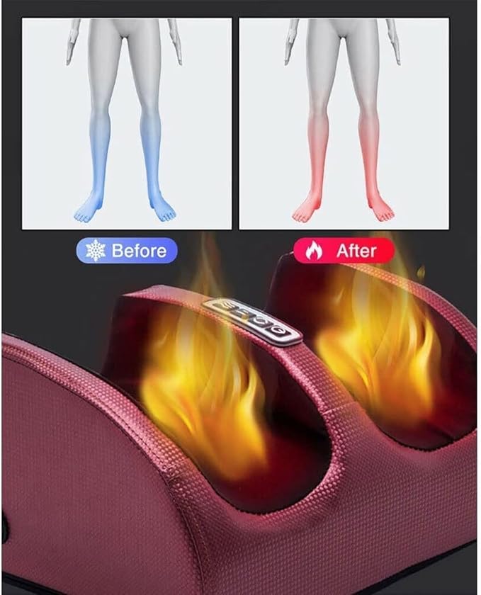 Foot Massager Machine Kneading and Rolling Electric Foot Massager Foot Massager for Plantar Fasciitis Multi-Functional Leg Calf Ankle Massager (Color : Red)