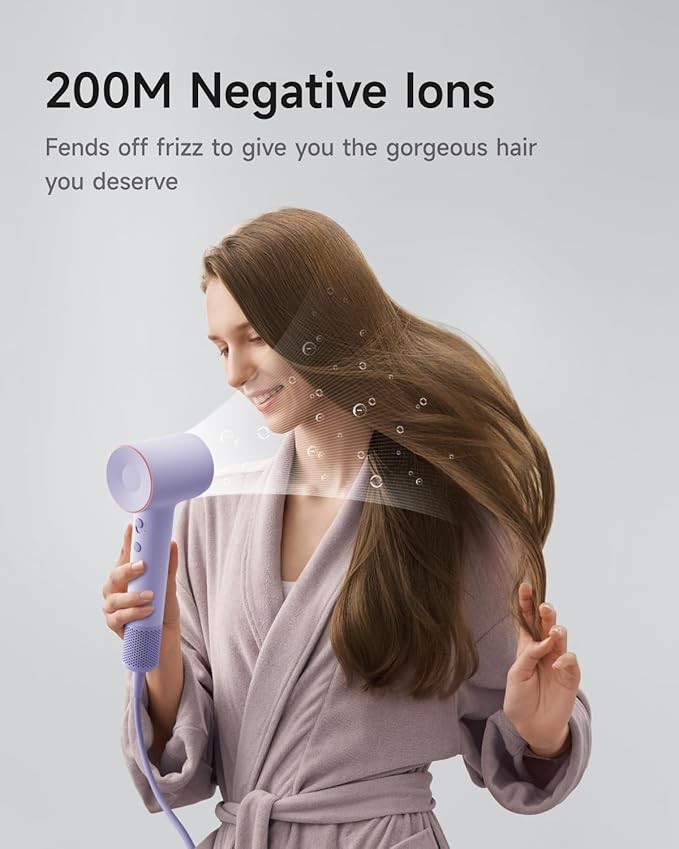 Laifen Hair Dryer SE 2 200 Million Negative Ionic Blow Dryer with Child Mode and 108000 RPM Brushless Motor 1400W Powerful Fast Drying High-Speed Low Noise Hairdryer with Magnetic Attachments