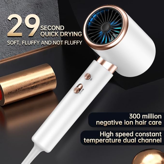 Professional Ionic Hair Dryer 1300W Fast Drying Lightweight Blow Dryer with Concentrator &amp AC Motor for Salon-Quality at Home Damage Protection for All Hair Types