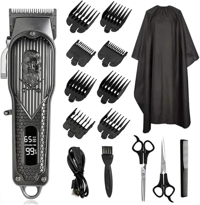 Razors Hair Clipper Professional Electric Hair Clipper USB Charging LED Smart Display Screen Multi-Functional high Power Hair Clipper(Black Gentleman)